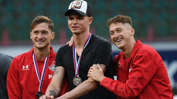 Алексей Миранчук, Дмитрий Тарасов и Антон Миранчук (слева направо)