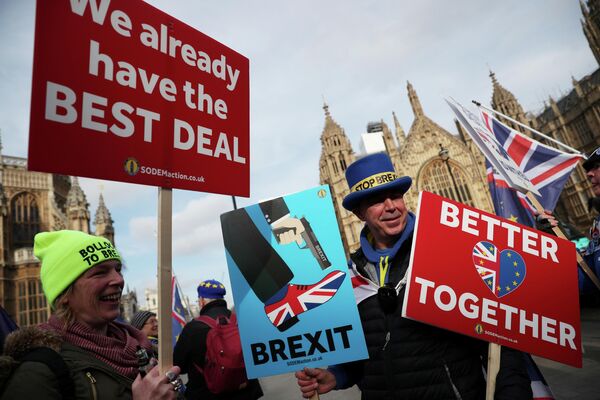 Противник Brexit в Лондоне Противник Brexit в Лондоне