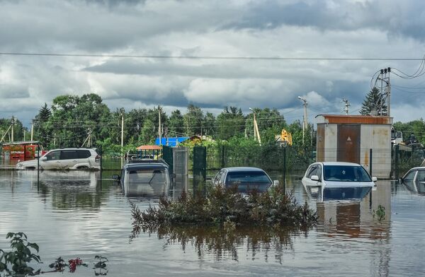 Затопленные автомобили в селе Норск в Селемджинском районе Амурской области Затопленные автомобили в селе Норск в Селемджинском районе Амурской области