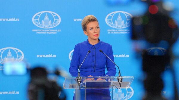 Официальный представитель Министерства иностранных дел России Мария Захарова во время брифинга Официальный представитель Министерства иностранных дел России Мария Захарова во время брифинга