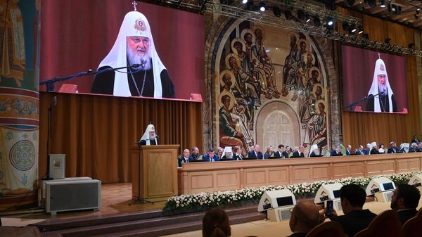 Патриарх Московский и всея Руси Кирилл на открытии XXIII Всемирного русского народного собора Патриарх Московский и всея Руси Кирилл на открытии XXIII Всемирного русского народного собора