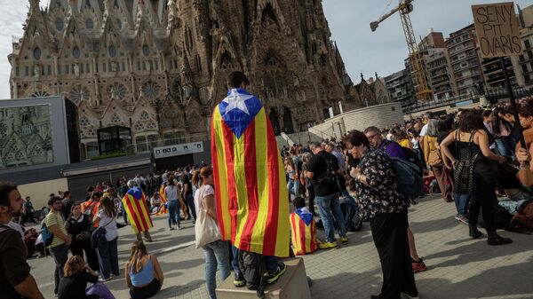 В Барселоне проходит акция протеста в поддержку осужденных политиков 