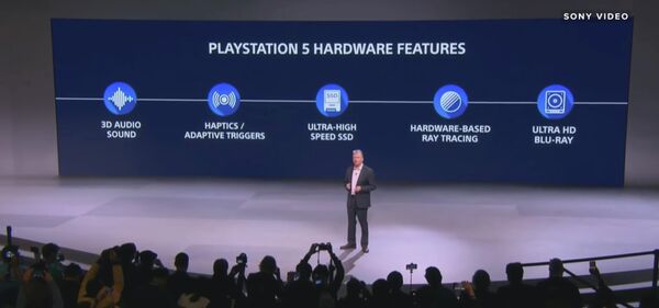 Стоп-кадр видео презентации игровой приставка Sony PS 5 на выставке CES в США Стоп-кадр видео презентации игровой приставка Sony PS 5 на выставке CES в США