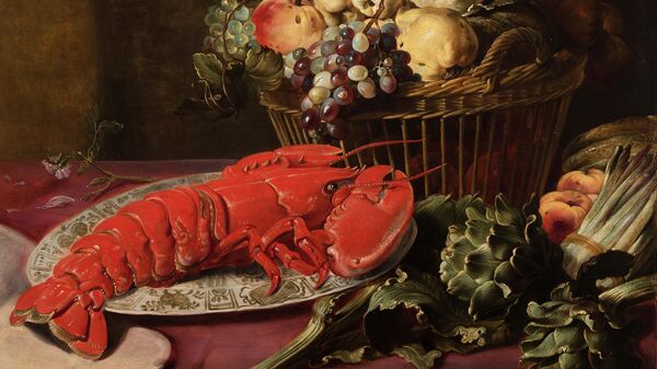 Франс Снейдерс. Натюрморт с лобстером, артишоками, спаржей и фруктами Франс Снейдерс. Натюрморт с лобстером, артишоками, спаржей и фруктами