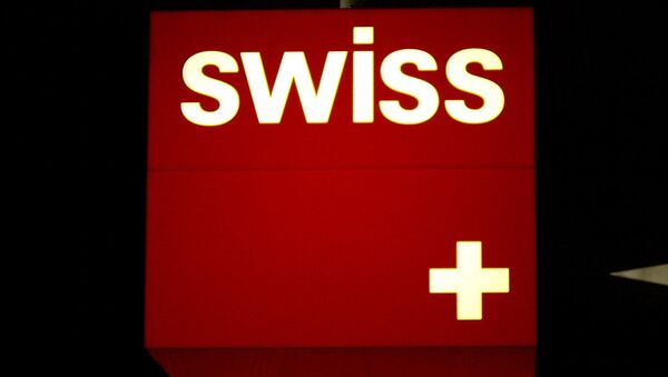Логотип швейцарского национального авиаперевозчика SWISS. Архив Логотип швейцарского национального авиаперевозчика SWISS. Архив