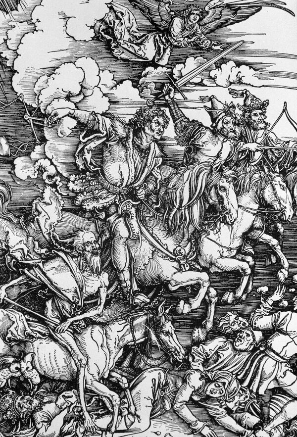 Рисунок Дюрера Четвертый всадник Апокалипсиса Рисунок Дюрера Четвертый всадник Апокалипсиса