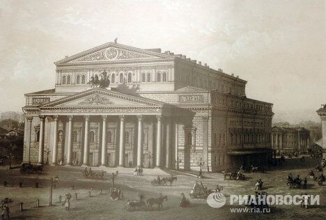 Литография с рисунка В. Садовникова Вид Большого театра (1860-е гг.) Литография с рисунка В. Садовникова Вид Большого театра (1860-е гг.)