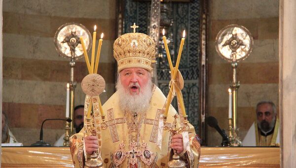 Патриарх Московский и всея Руси Кирилл во время Божественной литургии в Успенском кафедральном соборе в Дамаске Патриарх Московский и всея Руси Кирилл во время Божественной литургии в Успенском кафедральном соборе в Дамаске