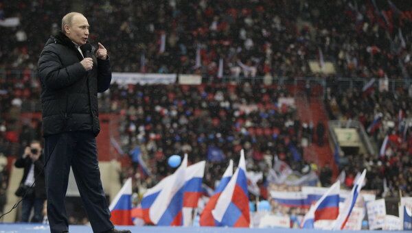 Премьер-министр РФ Владимир Путин на митинге Защитим страну! Премьер-министр РФ Владимир Путин на митинге Защитим страну!