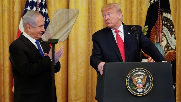 Президент США Дональд Трамп и премьер-министр Израиля Биньямин Нетаньяху во время совместной пресс-конференции в Вашингтоне Президент США Дональд Трамп и премьер-министр Израиля Биньямин Нетаньяху во время совместной пресс-конференции в Вашингтоне