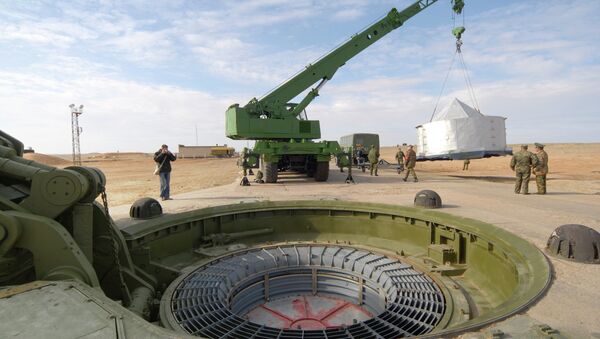 На пусковой площадке №175 Российских ракетных войск стратегического назначения (РВСН) космодрома Байконур На пусковой площадке №175 Российских ракетных войск стратегического назначения (РВСН) космодрома Байконур