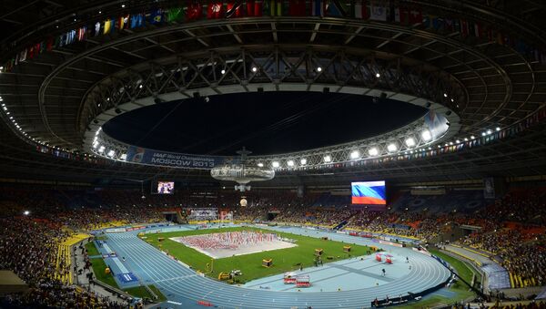 Церемония открытия XIV чемпионата мира по легкой атлетике на стадионе Лужники в Москве Церемония открытия XIV чемпионата мира по легкой атлетике на стадионе Лужники в Москве