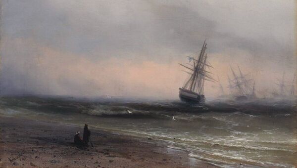 Картина Ивана Айвазовского Морской пейзаж в Крыму (1866) Картина Ивана Айвазовского Морской пейзаж в Крыму (1866)