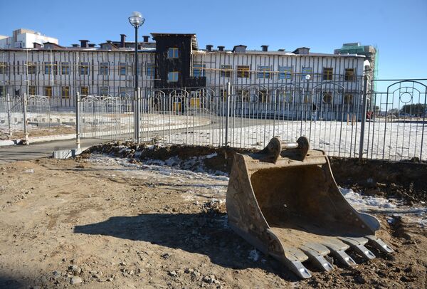 Административное здание в городе Циолковском - жилом комплексе для сотрудников космодрома Восточный Административное здание в городе Циолковском - жилом комплексе для сотрудников космодрома Восточный
