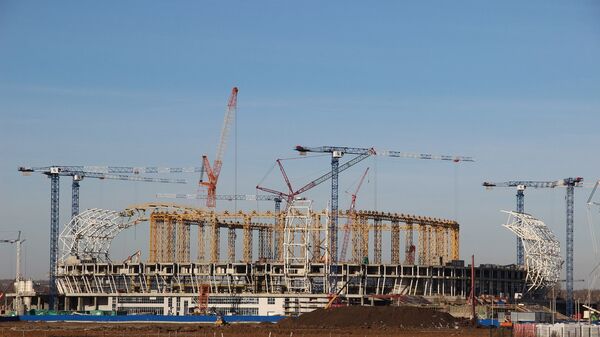 Строительство стадиона Мордовия Арена, который примет матчи чемпионата мира-2018 по футболу Строительство стадиона Мордовия Арена, который примет матчи чемпионата мира-2018 по футболу