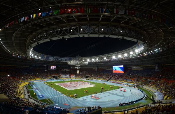 Церемония открытия XIV чемпионата мира по легкой атлетике на стадионе Лужники в Москве Церемония открытия XIV чемпионата мира по легкой атлетике на стадионе Лужники в Москве