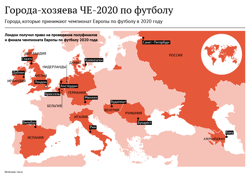 Города-хозяева ЧЕ-2020 по футболу Города-хозяева ЧЕ-2020 по футболу